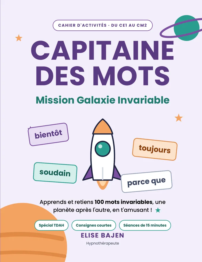 Couverture du cahier d'activités Capitaine des Mots, d'Elise Bajen